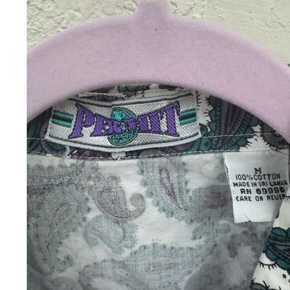 Vintage 90s Permit Brand Paisley Button Up Shirt Men's Medium - Picture 2 of 5